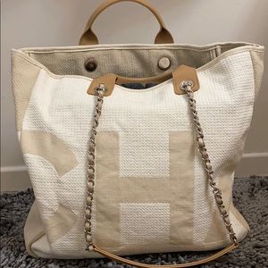 Authentic Chanel Canvas Shopping Tote
